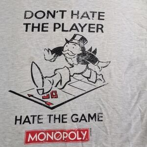 Monopoly Board Game Grey Tee Shirt Size  Medium